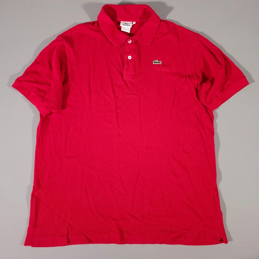 Lacoste Polo Shirt Mens 7L XLT Red Short Sleeve Cotton Pique Logo 5191L